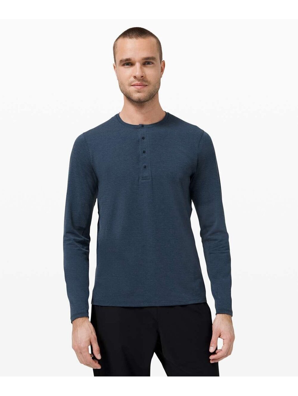 Lululemon Reinstate Long Sleeve Henley Heathered True Navy Large